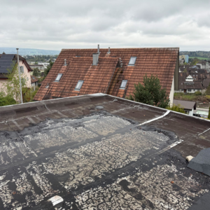 Mitarbeiter auf Flachdach bei Kontrolle